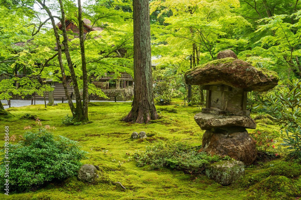 Sanzen-in Temple Japanese garden in summer. Ohara, Kyoto, Japan. Sanzen-in Temple Japanese garden in summer. Ohara, Kyoto, Japan.