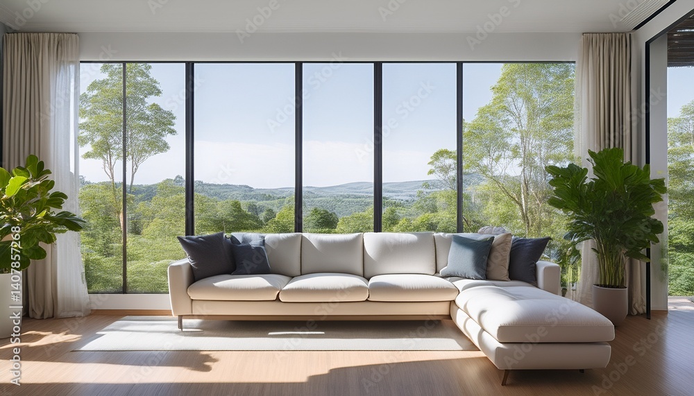large minimal clean window frame interior design transparent background spacious living area with large window frames modern clean style large minimal clean window frame interior design transparent background spacious living area with large window frames modern clean style