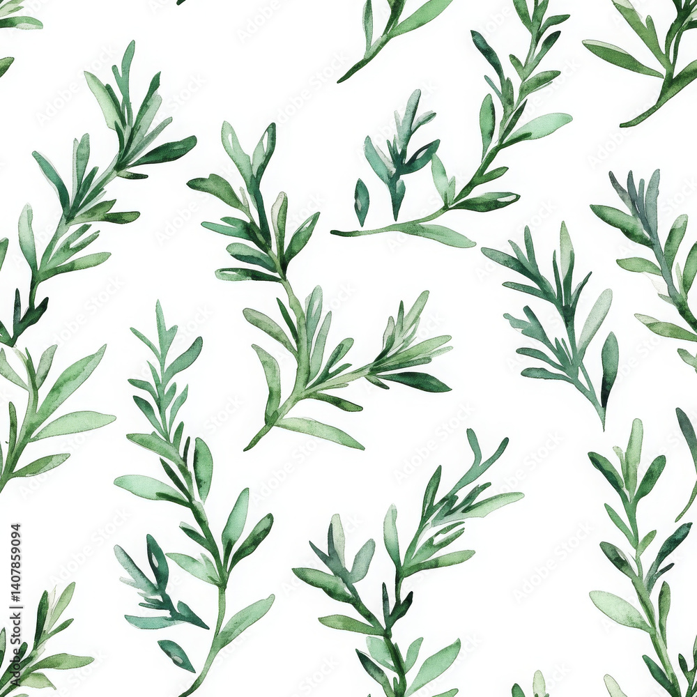 Fototapeta premium Green sprigs float serenely, minimalist boho style creates peacefullness