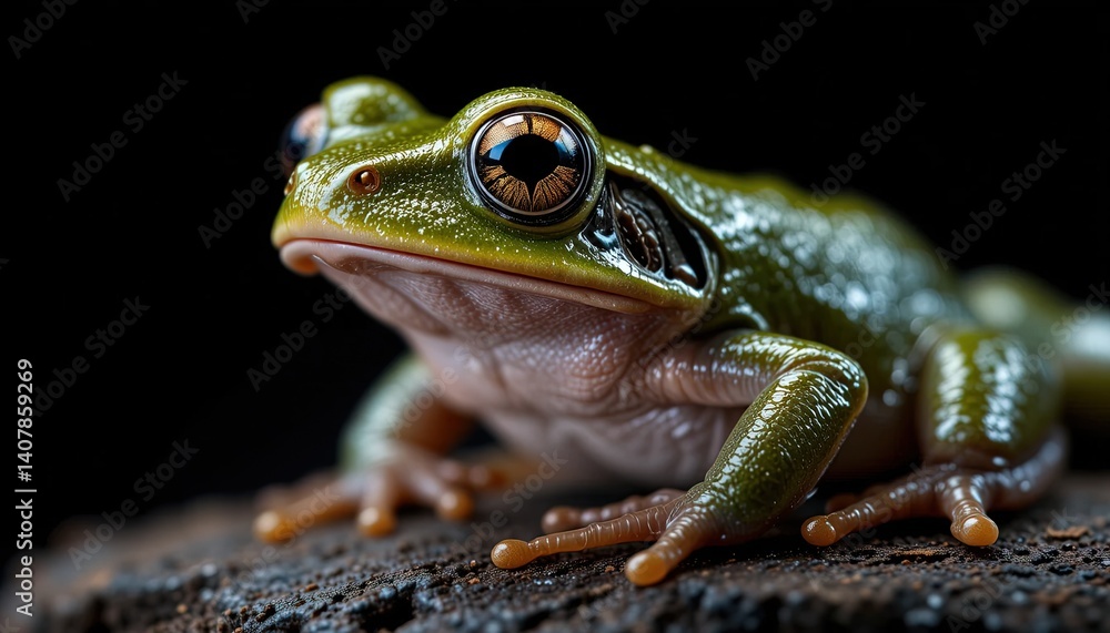 Obraz premium Close-up of a vibrant green tree frog.