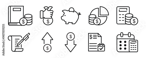 Investment line icons, such as economy, financial growth, profit and more. Vector illustration.
