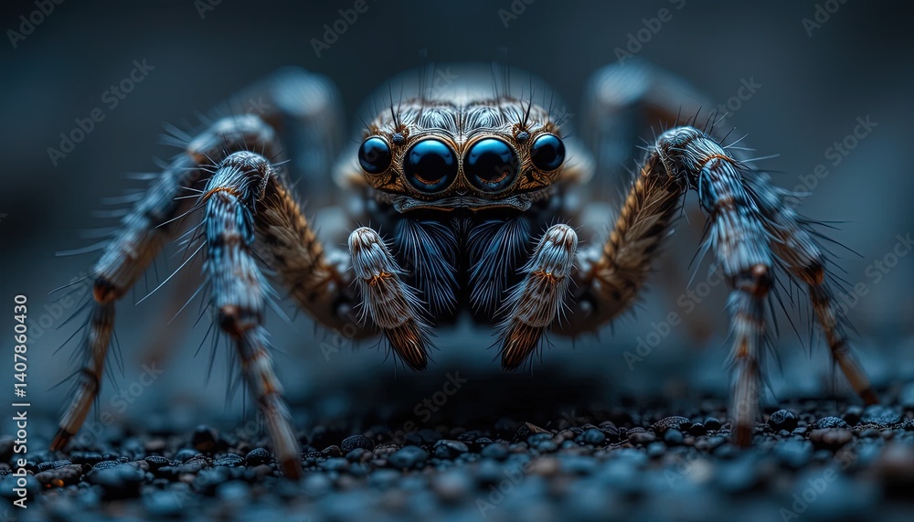 Fototapeta premium Close-up view of a jumping spider in its natural habitat.