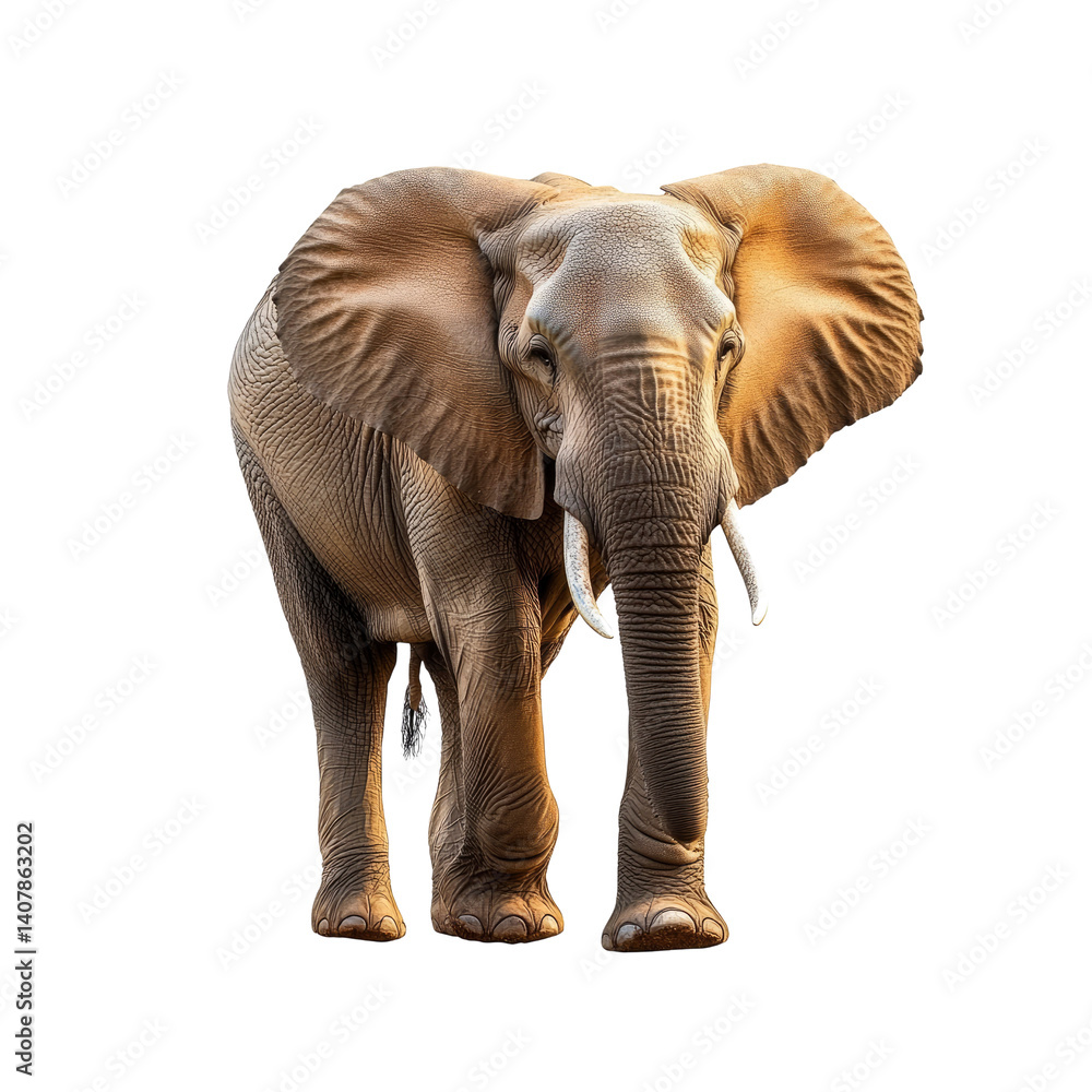 Fototapeta premium Majestic African Elephant in Profile, Isolated on Transparent background