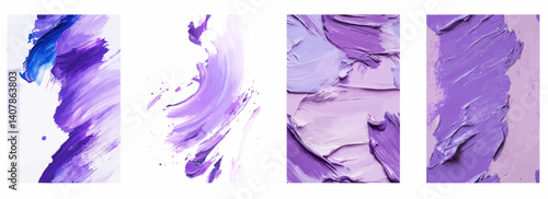 Vector pattern set of an elegant lavender paint sweep in the corner background