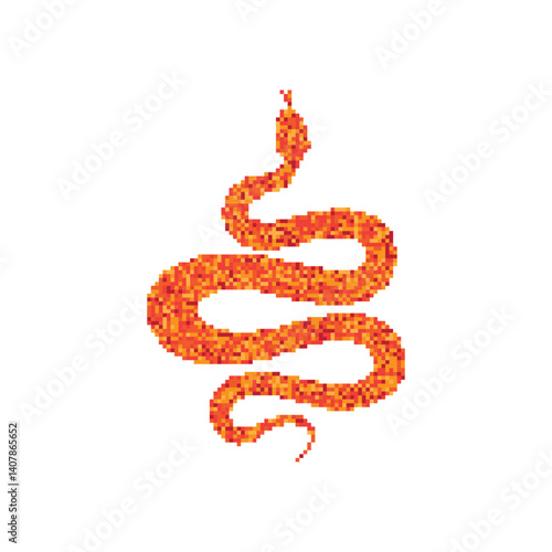 Obraz na płótnie Pixel snake icon, 8 bit viper symbol, retro style computing serpent sign, simple snake silhouette w salonie