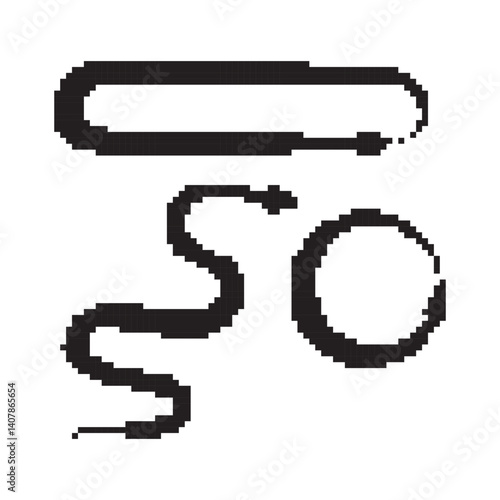 Obraz na płótnie Pixel snake icon, 8 bit viper symbol, retro style computing serpent sign, simple snake silhouette w salonie