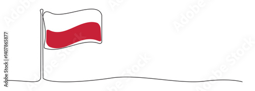 Obraz na płótnie Single line Polish flag, one line Poland symbol, red and white national emblem w salonie