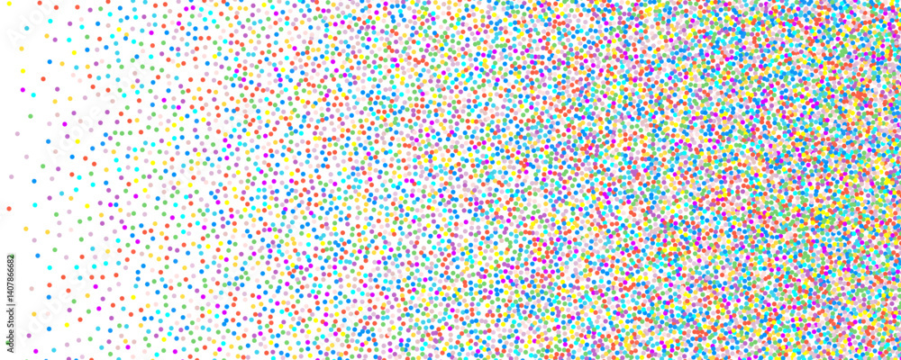 Rainbow confetti background. Dot multicolor halftone pattern, color gradient abstract design