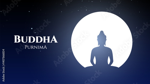 Happy Vesak Day, Buddha Purnima wishes greetings with buddha and lotus illustration. Happy Buddha Purnima, Happy Vesak Day, wishes greetings with a buddha minimal vector illustration. 