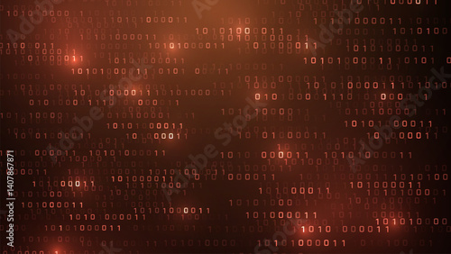 Vector digital code rain in a Matrix inspired futuristic style. High-tech backdrop with glowing binary characters. Binary Software Programming Code Background. Digital Data Technology Concept.