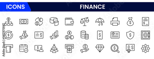 Finance vector illustration in modern web line icon style. Represents money flow, budgeting, supply chain integration—perfect for fintech, shipping, and e-commerce platform visuals.