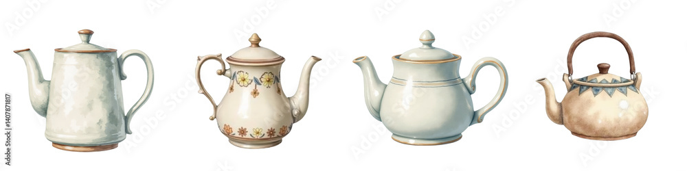 Collection of Various Teapots and Coffee Pots Clipart Collection of Various Teapots and Coffee Pots Clipart