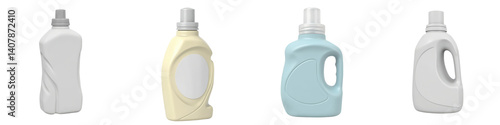Set of Laundry Detergent Bottle Illustrations - Packaging Mockup