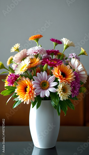 Wallpaper Mural white vase filled with lots of colorful flowers Torontodigital.ca