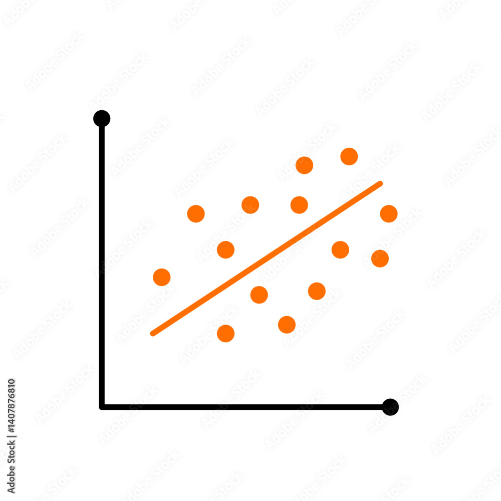 Correlation linear regression. Positive and negative correlation icon Correlation linear regression. Positive and negative correlation icon