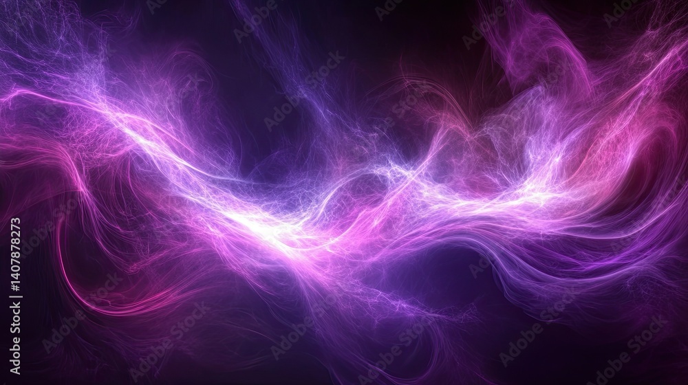 Fototapeta premium Abstract smooth neon waves purple background