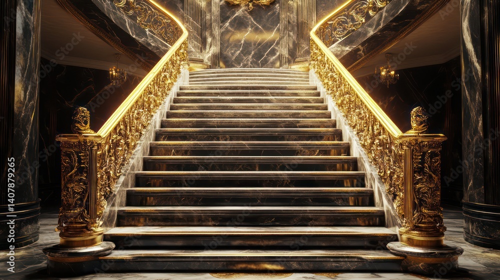 Fototapeta premium Luxury interior staircase design