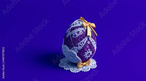 painted easter egg, Home Decor Crochet Egg in Whimsical Digital 3D Art Style