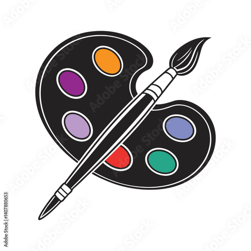 Art palette with paints brush stylized logo