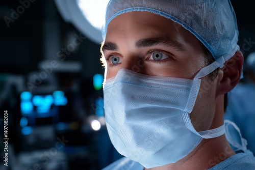 Surgeon Wearing Surgical Mask in Operating Room