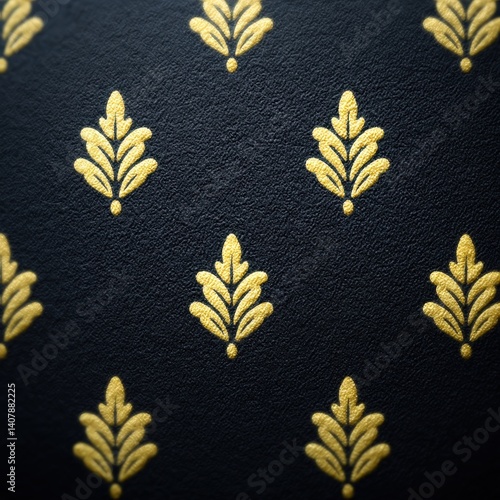 Elegant gold floral pattern on black velvet background, luxury wallpaper design