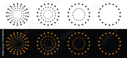 Star circle icon. Stars arranged in concentric spirals and rings.
