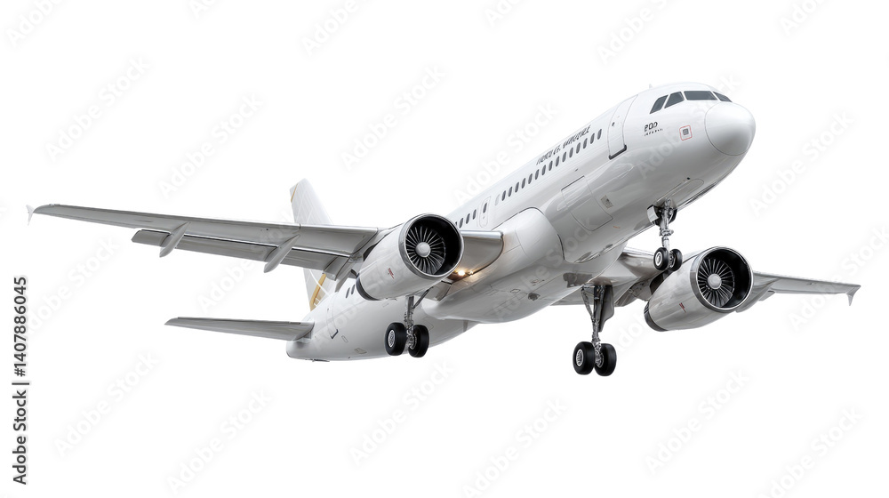 Airbus A320 Landing: A sleek, modern Airbus A320 passenger jet descends for landing, showcasing its powerful engines and aerodynamic design against a clear sky. Airbus A320 Landing: A sleek, modern Airbus A320 passenger jet descends for landing, showcasing its powerful engines and aerodynamic design against a clear sky.