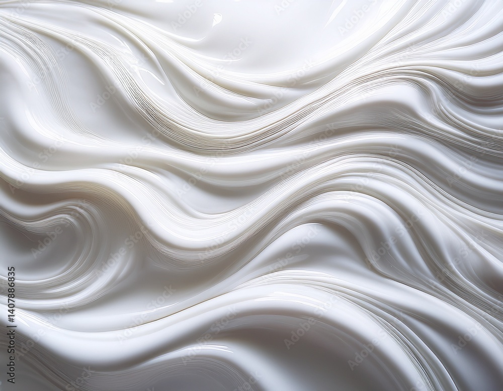 creamy and smooth milk surface with reflections soft fluid motion abstract background white glossy liquid waves soft fluid texture creamy and smooth milk surface with reflections soft fluid motion abstract background white glossy liquid waves soft fluid texture