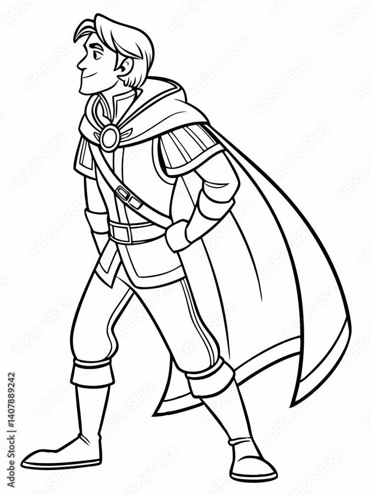 Obraz premium Coloring Pages, A handsome and dashing prince, colorless, black and white