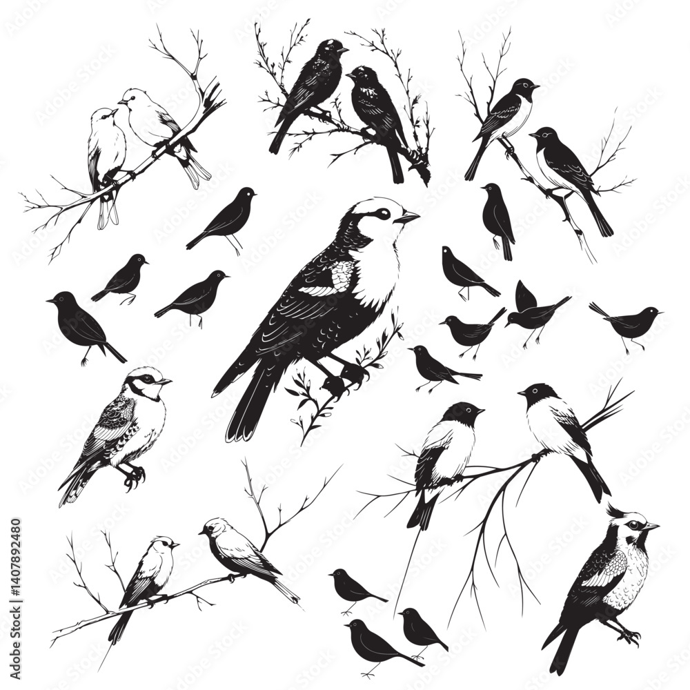 Obraz premium Bird silhouette illustration design