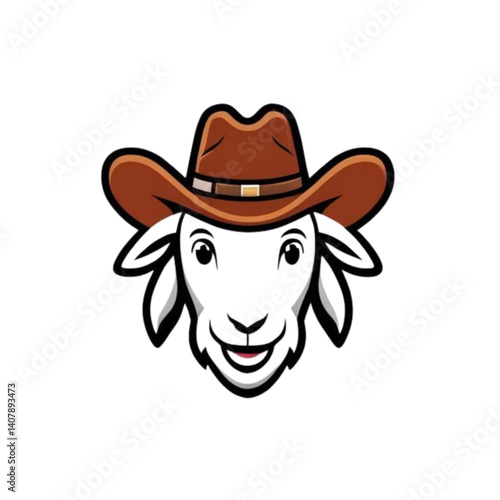 Cartoon Goat sheep cowboy hat mascot