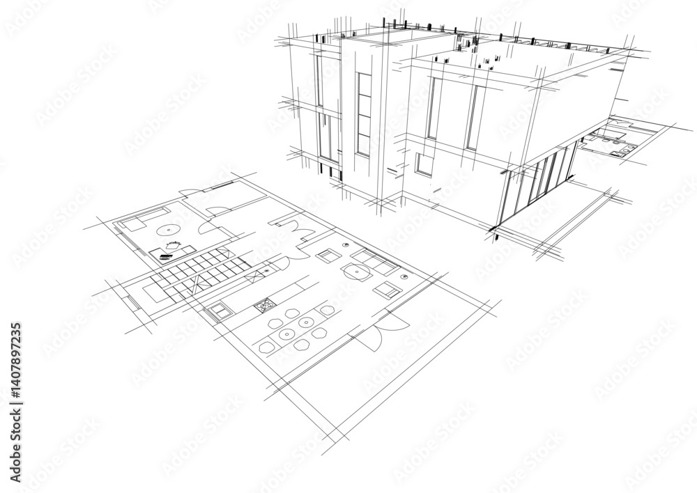 Fototapeta premium sketch of house