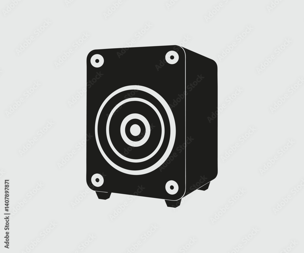 High Quality Sound Box Icon, Minimalist Speaker Vector Illustration On Gray Background