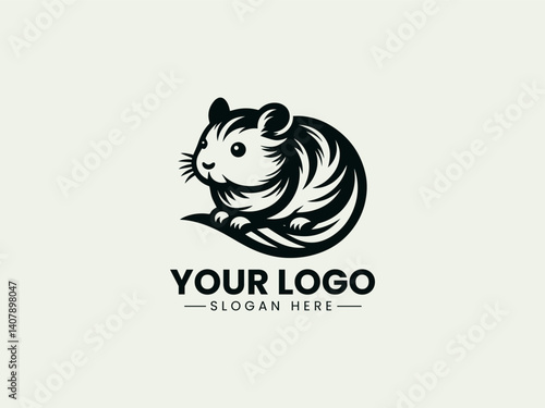Hamster Vector Logo Illustration, Adorable Hammy Illustration Logo, Running Hamster Illustration