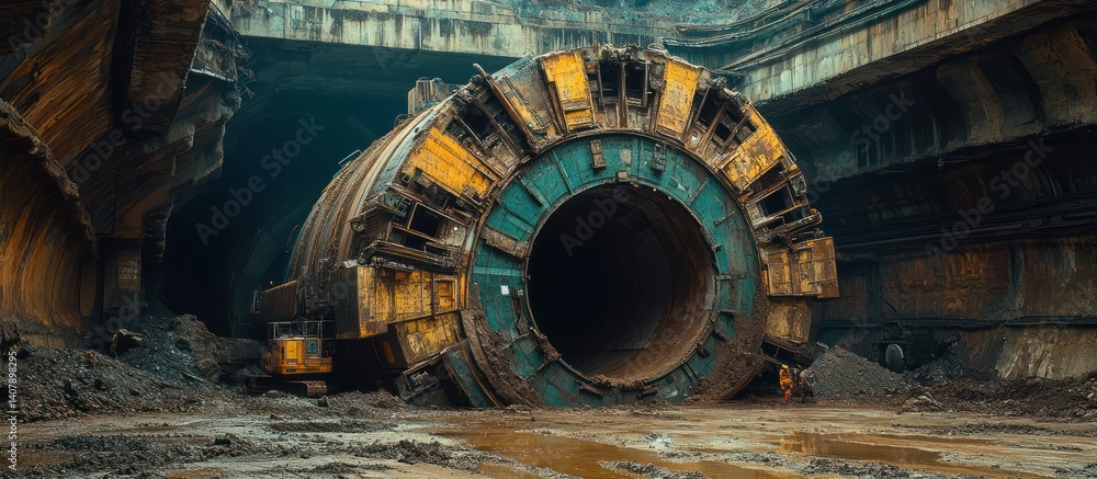 Tunnel Boring Machine in Excavation Site Tunnel Boring Machine in Excavation Site