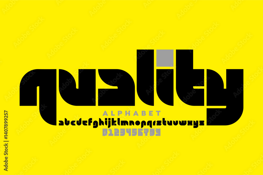 quality. Modern style lowercase font, alphabet letters and numbers vector illustration