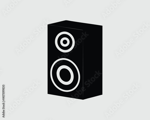 Modern black sound speaker silhouette isolated on white background