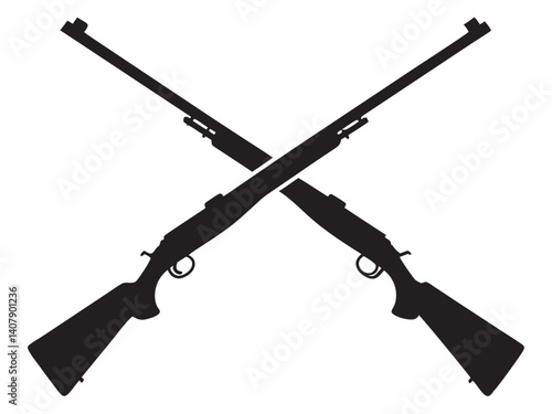 The black silhouettes of two classic winchester repeating rifles vector illustration