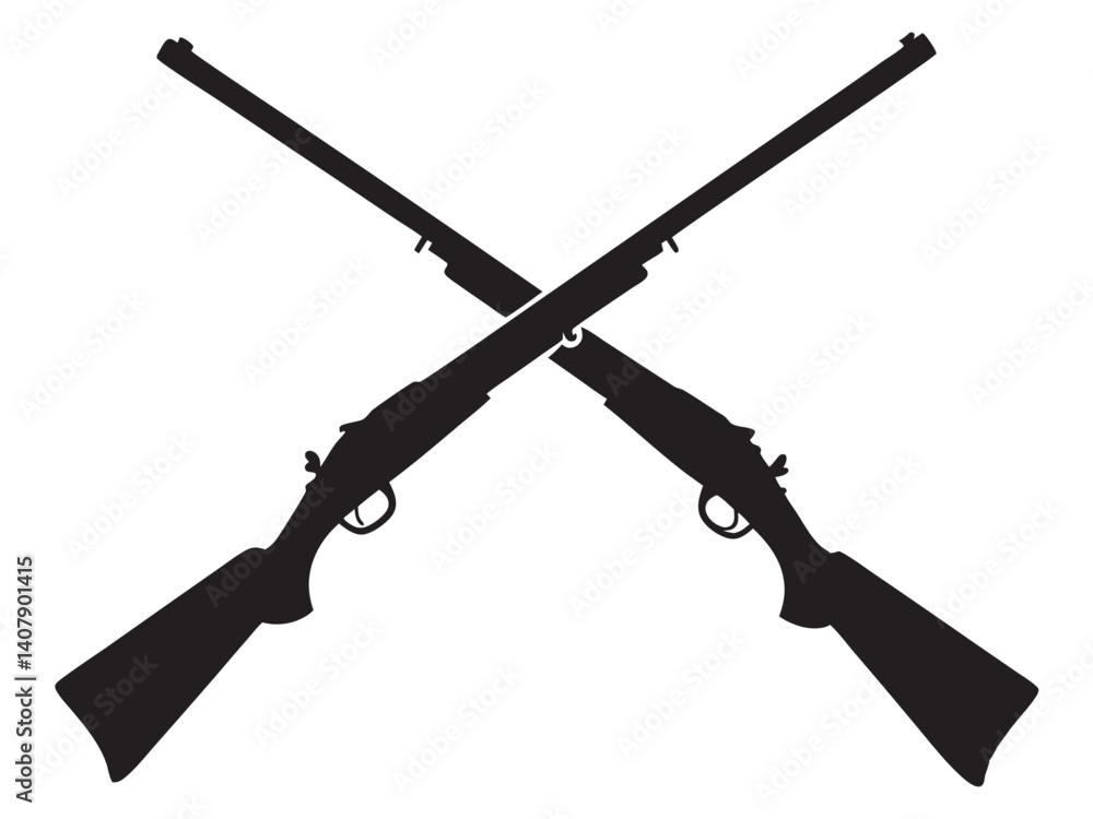Ταπετσαρία The black silhouettes of two classic winchester repeating rifles vector illustra