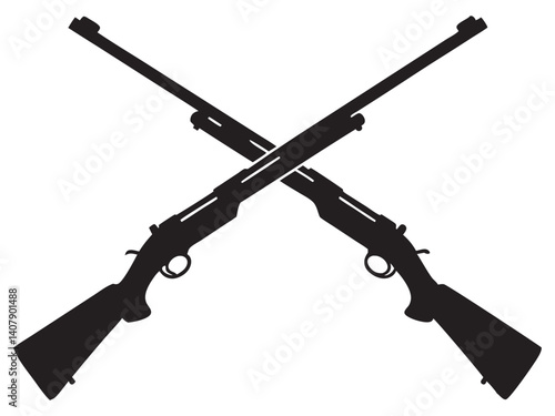 The black silhouettes of two classic winchester repeating rifles vector illustration