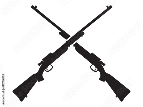 The black silhouettes of two classic winchester repeating rifles vector illustration