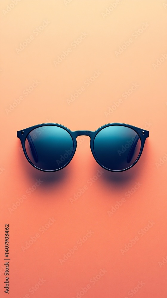 Stylish sunglasses resting on a vibrant orange background Stylish sunglasses resting on a vibrant orange background