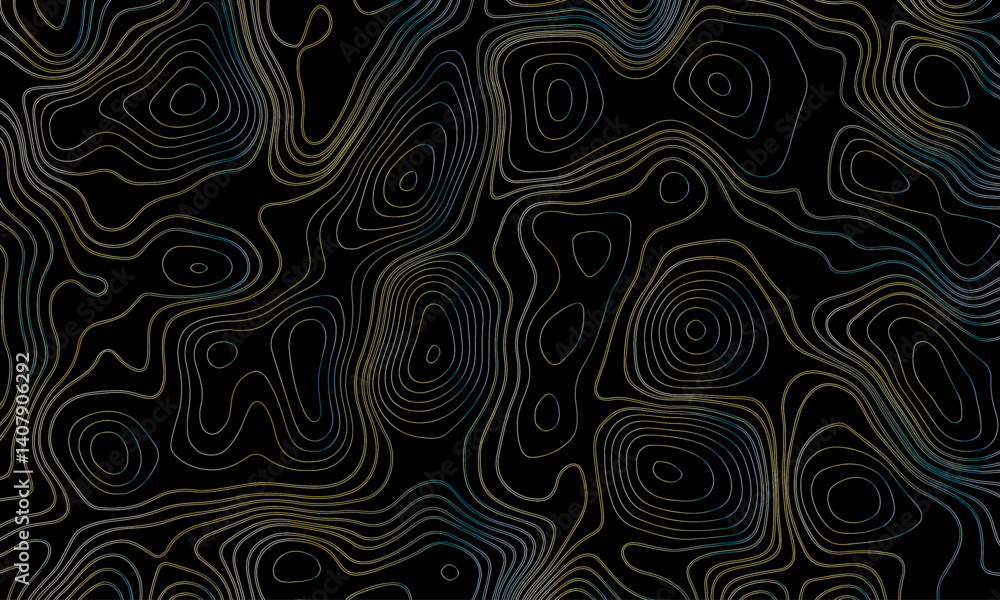 Fototapeta premium Topographic map background concept. Topo contour map. Rendering abstract illustration. Dark texture background for your perfect interior. 
