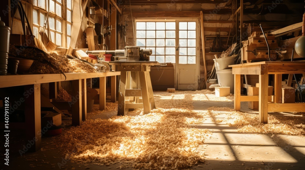 Fototapeta premium workshop wood shavings