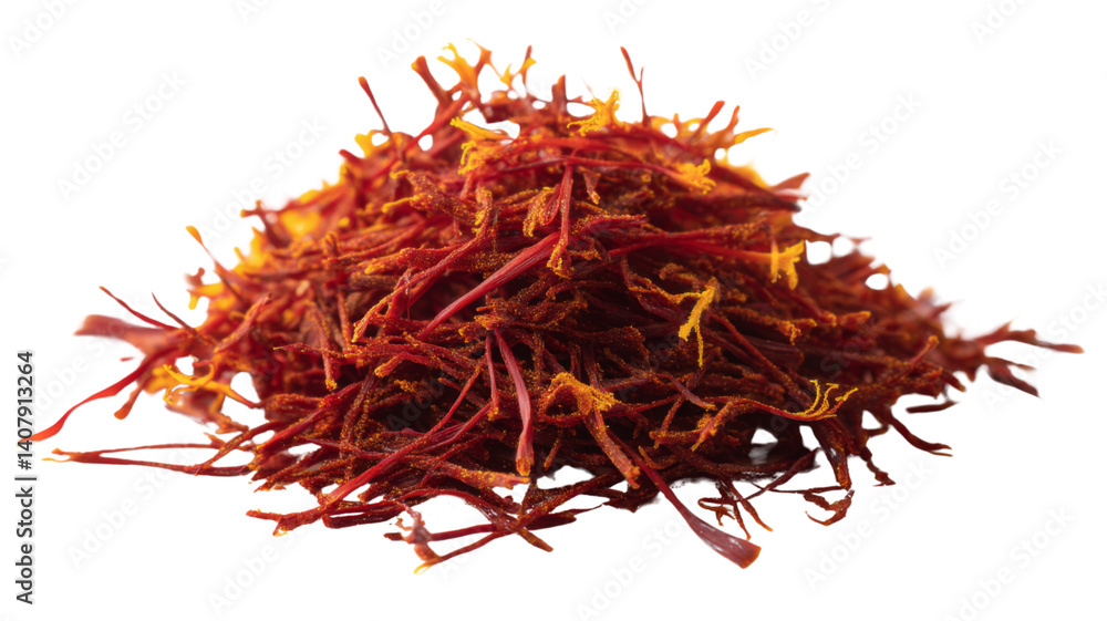 Fototapeta premium Pile of saffron spice on transparent background