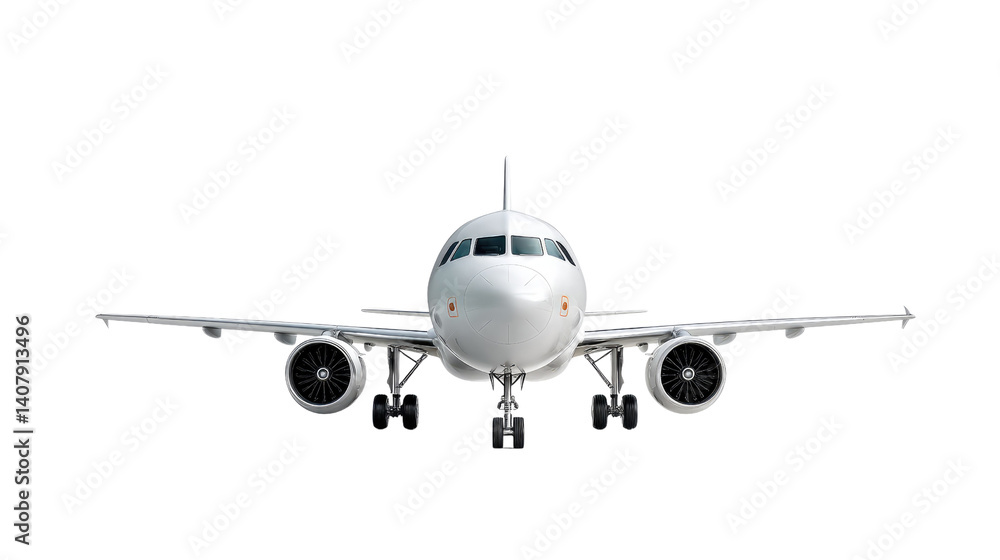 Sleek Aerial Ascent: A modern passenger aircraft is seen poised, ready for takeoff. It presents a visual representation of power, efficiency, and seamless travel. Sleek Aerial Ascent: A modern passenger aircraft is seen poised, ready for takeoff. It presents a visual representation of power, efficiency, and seamless travel.