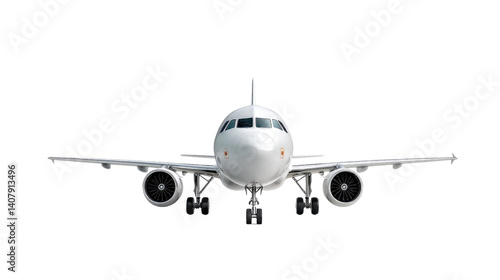 Sleek Aerial Ascent: A modern passenger aircraft is seen poised, ready for takeoff. It presents a visual representation of power, efficiency, and seamless travel.