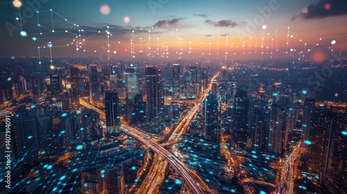 Wallpaper Mural Aerial view of a bustling city at sunset Torontodigital.ca