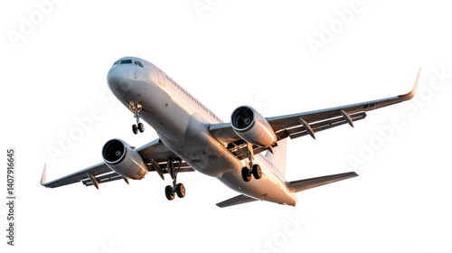 Soaring High: A passenger plane takes flight, symbolizing travel, adventure, and the global reach of air transport. Capture the majesty of aviation, with a focus on movement and aspiration.