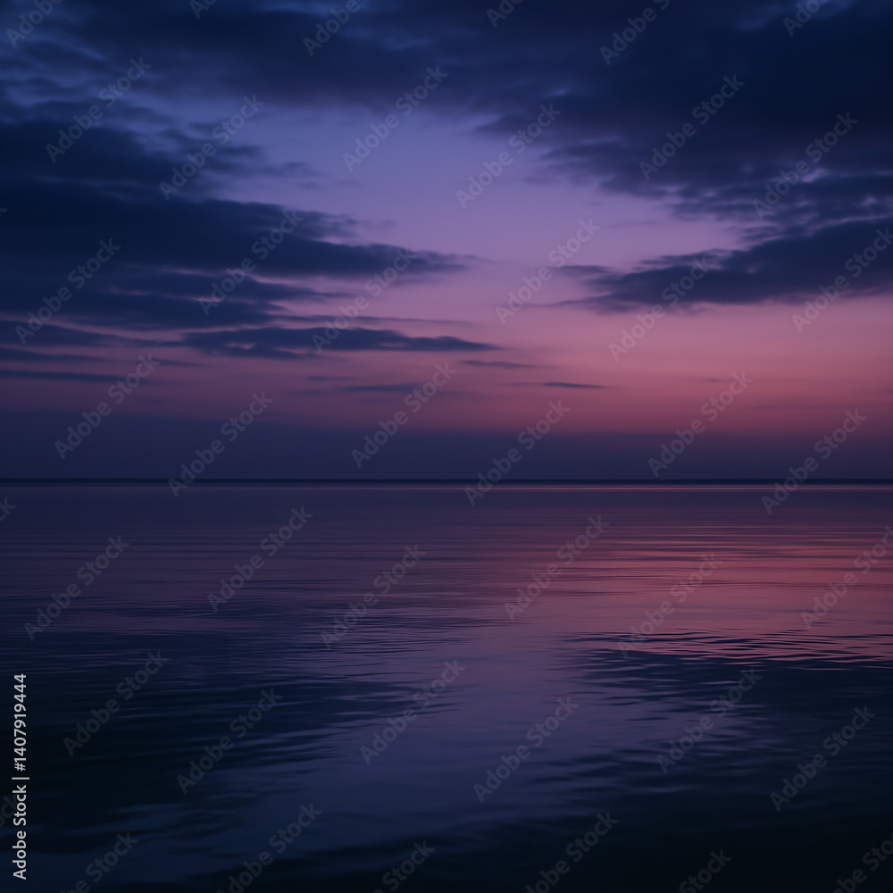 Obraz premium Twilight Clouds Over Calm Water Surface